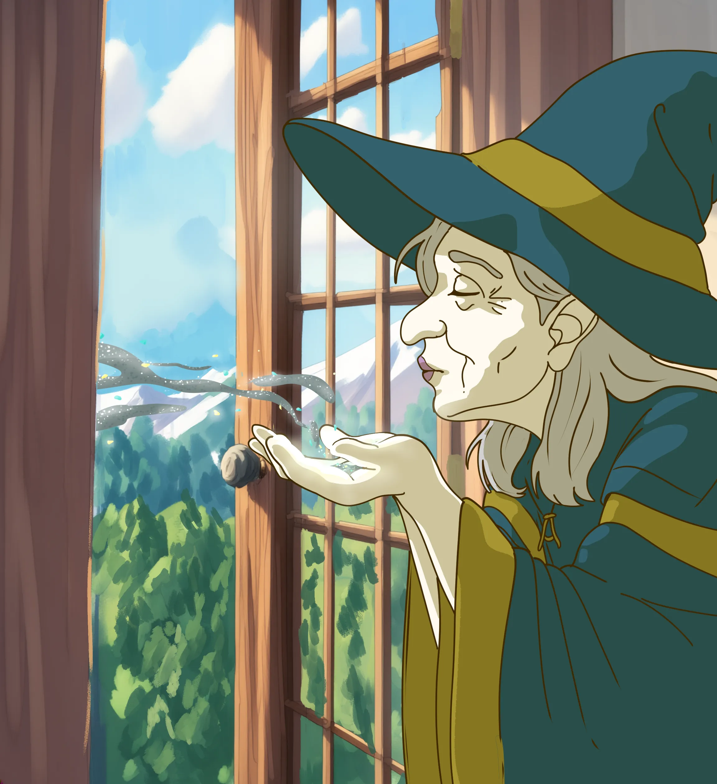 魔法使いグレータが魔法を使うクリスマスアニメーションの完成カット