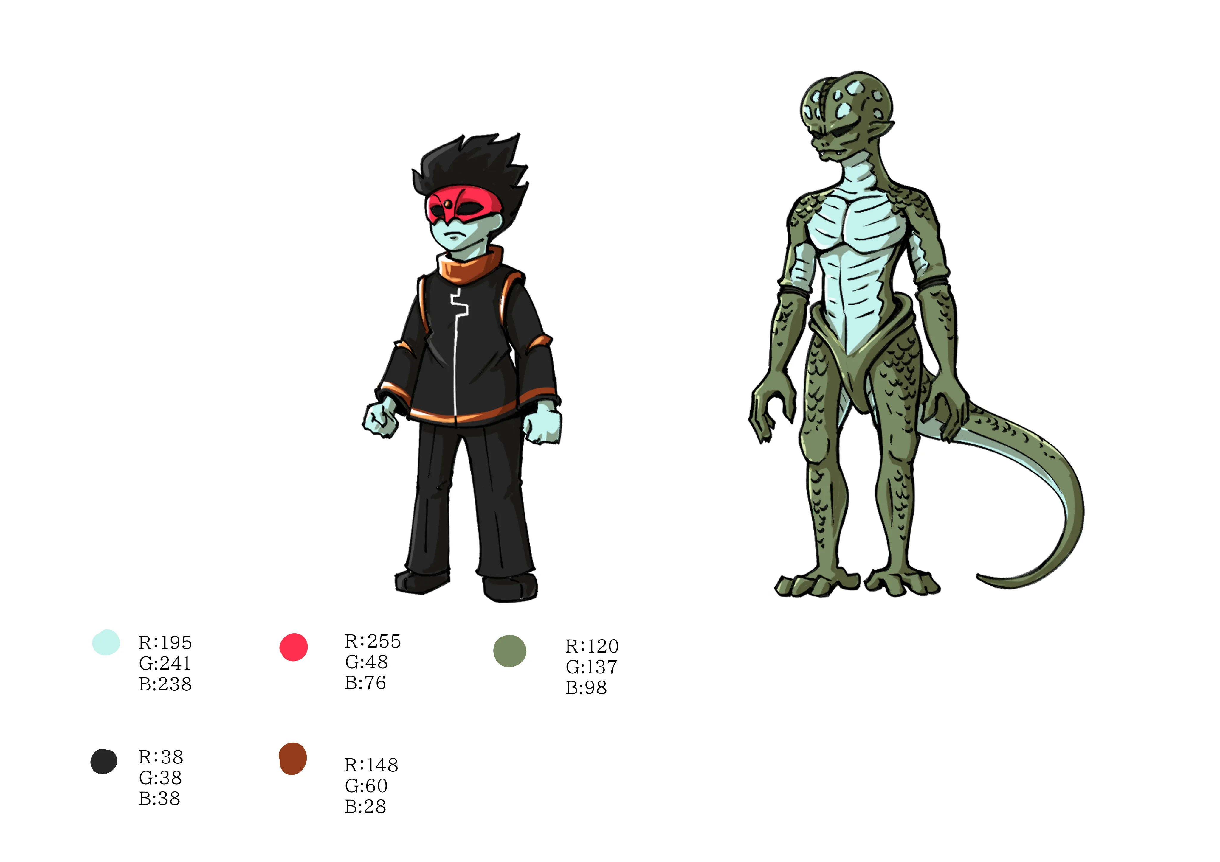 SNAKE MACHINEのキャラクターデザインと配色設定資料