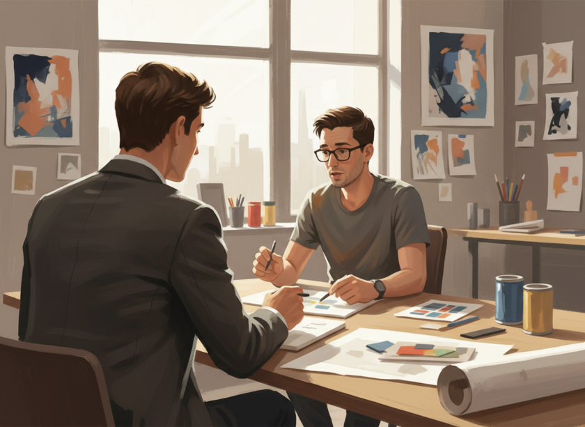 クライアントとデザイナーの打合せ風景