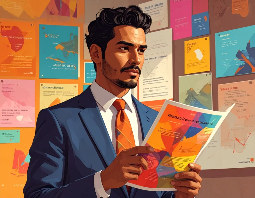 チラシを持った男性