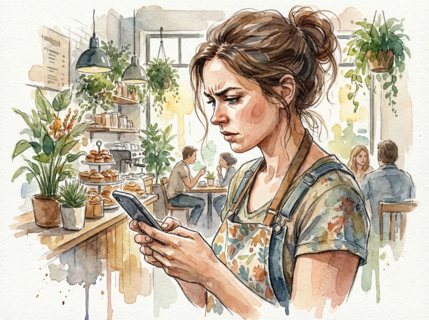 ムキになってSNSをやるカフェオーナー