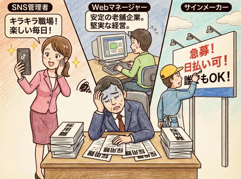 採用に悩む社長と、発信の不統一。