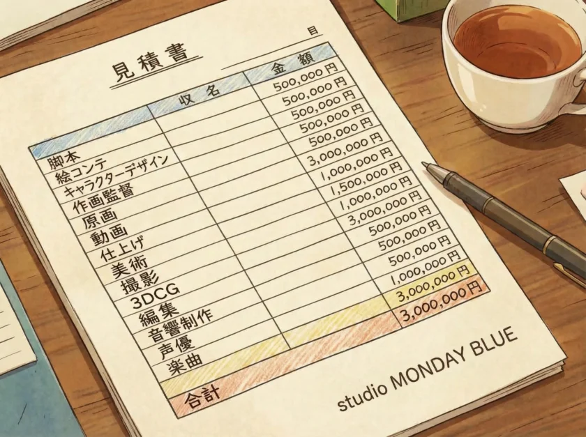 アニメ制作の見積書
