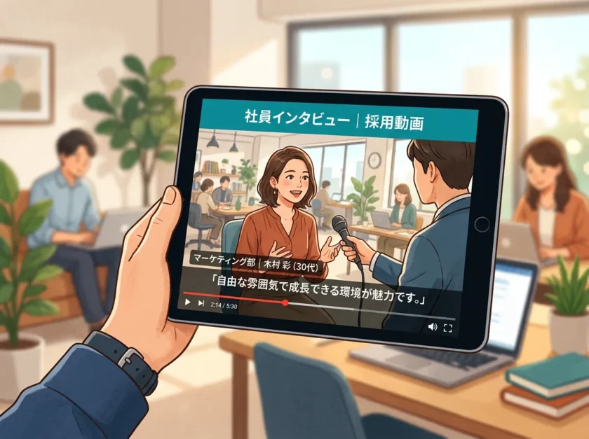 インタビュー動画を視聴している様子