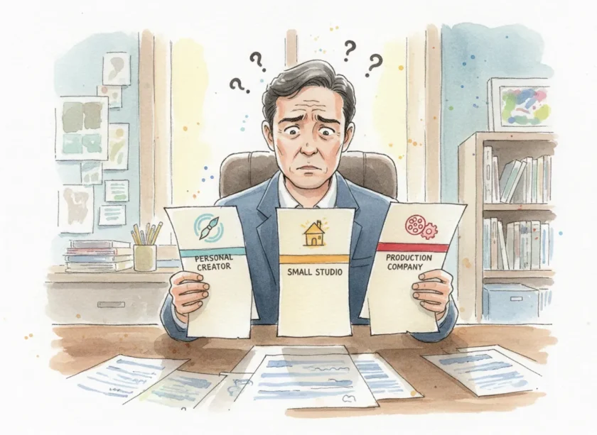 アニメ外注先の見積もりを比較する社長